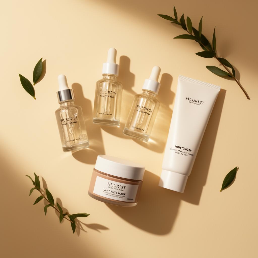 Bótanica skincare collection flat lay with serums, mask, and botanicals